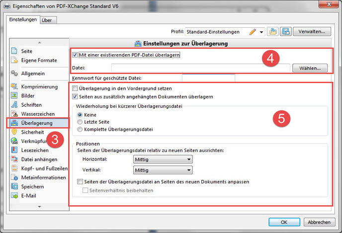Overlay Einstellungen