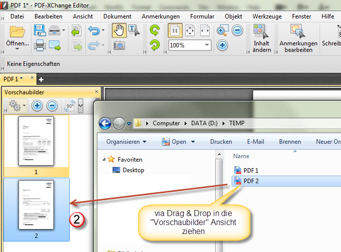 PDF per Drag & Drop hinzufügen
